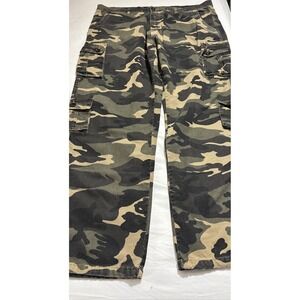 Mens Woodland Camo Cargo Pants Green Brown Tan Utility Multi Pocket Trousers